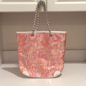 Pink and white sequins hobo bag